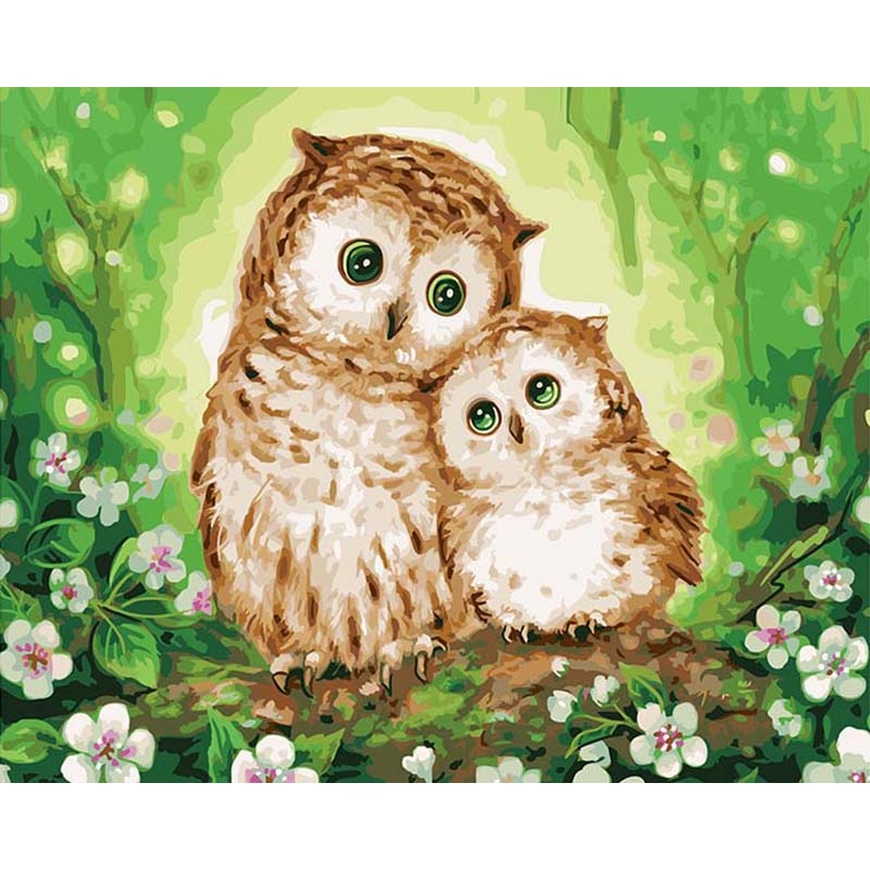 DIY digital Painting By Numbers Kits Lovely Owls On Canvas Paint By Numbers animals pre printed Unique Gift For Children adults