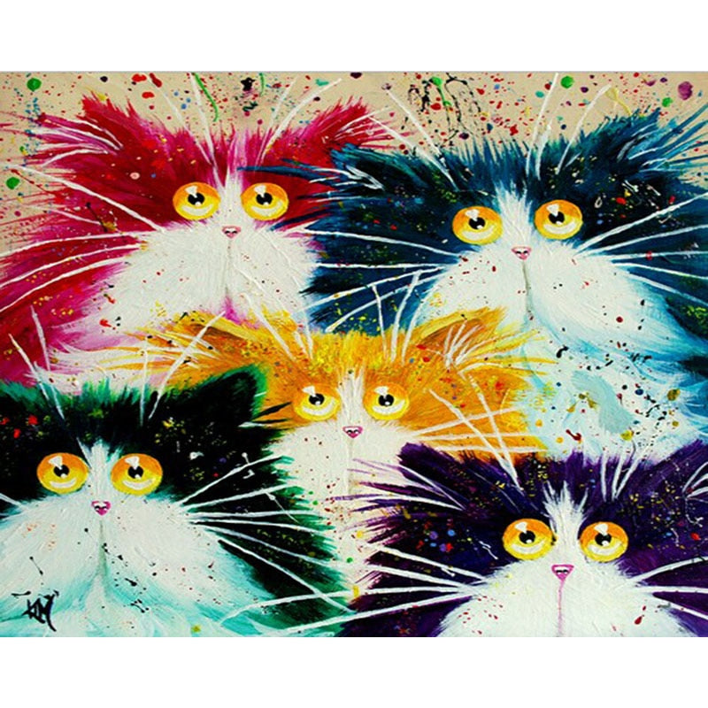 Funny Cats DIY Acrylic Painting By Numbers for kids adults kitten Painting diy Picture by numbers on canvas for living room wall