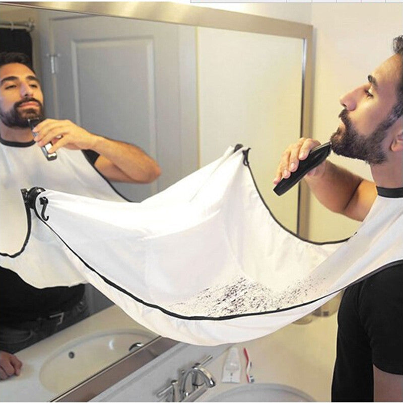 Beard Apron Gather Cloth Bib Facial Hair Trimmings Shave Catcher Cape Sink Home