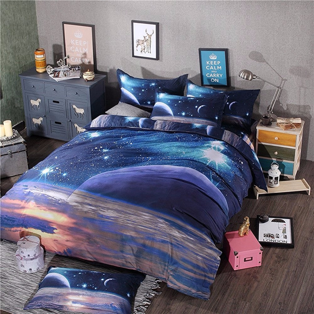 Hipster Galaxy 3D Bedding Set Universe Outer Space Themed Galaxy Print Bedlinen Duvet cover & pillow case queen SIZE