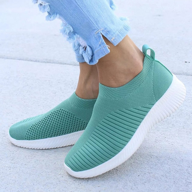 Women Shoes Knitting Sock Sneakers Women Spring Summer Slip On Flat Shoes Women Plus Size Loafers Flats Walking