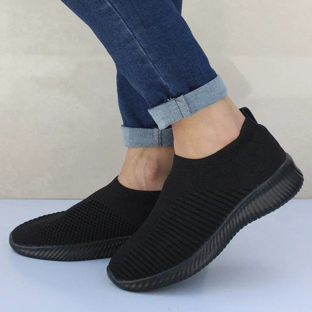 Women Shoes Knitting Sock Sneakers Women Spring Summer Slip On Flat Shoes Women Plus Size Loafers Flats Walking