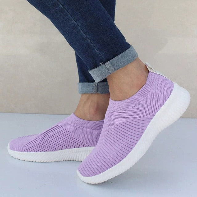 Women Shoes Knitting Sock Sneakers Women Spring Summer Slip On Flat Shoes Women Plus Size Loafers Flats Walking