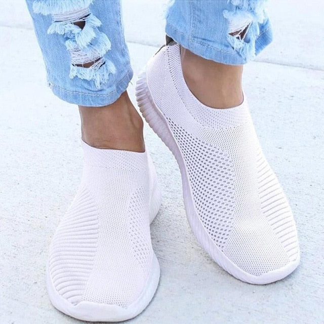 Women Shoes Knitting Sock Sneakers Women Spring Summer Slip On Flat Shoes Women Plus Size Loafers Flats Walking