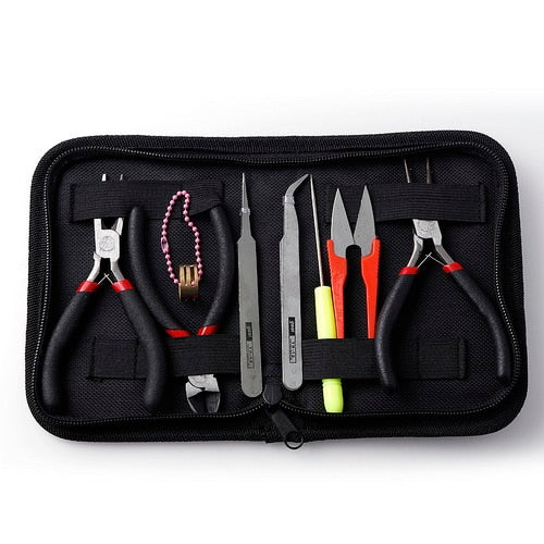 8pcs/set Jewelry Making Tool Kits Pliers Set With Round Nose Plier Side Cutting Pliers Wire Cutter Scissor Beading Tweezers