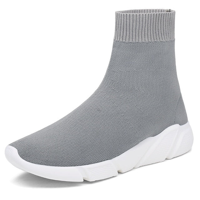 Brand Unisex Socks Shoes Breathable High-top Women Shoes Flats Fashion Sneakers Stretch Fabric Casual Slip-On Ladies Shoes