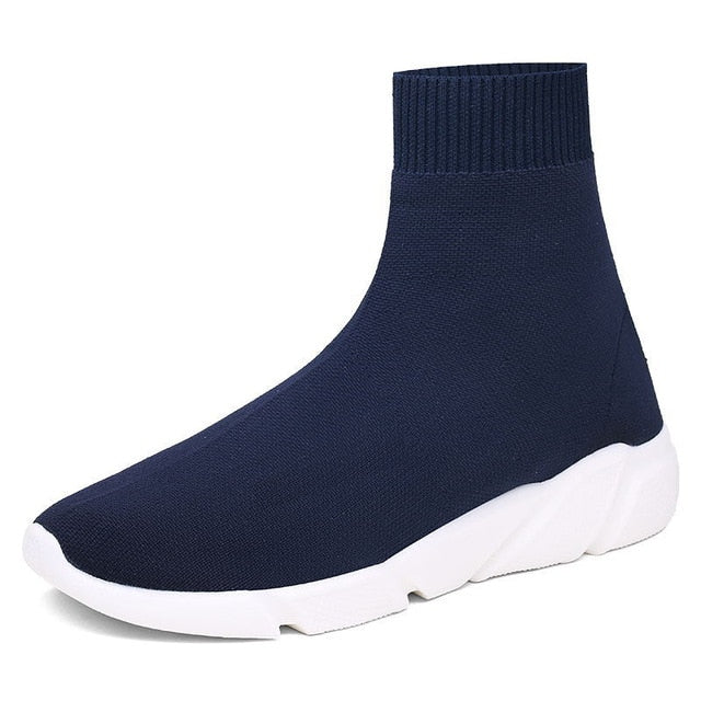 Brand Unisex Socks Shoes Breathable High-top Women Shoes Flats Fashion Sneakers Stretch Fabric Casual Slip-On Ladies Shoes