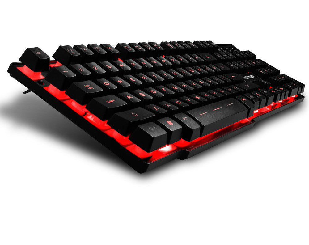 English 3 Color Backlight Gaming Keyboard Teclado Gamer Floating LED Backlit USB with Similar Mechanical Feel