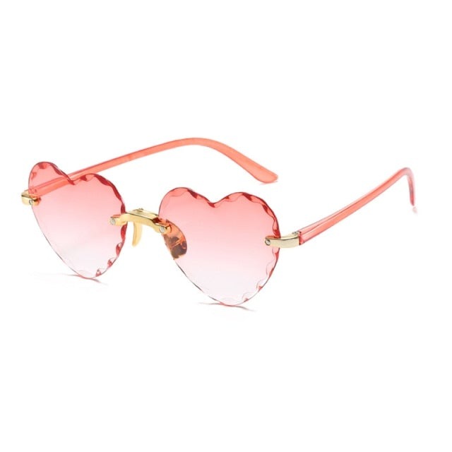 Heart Shape Women Sunglasses Brand Designer Lovely Rimless Sun Glasses For Female Vintage Pink Ladies Shades