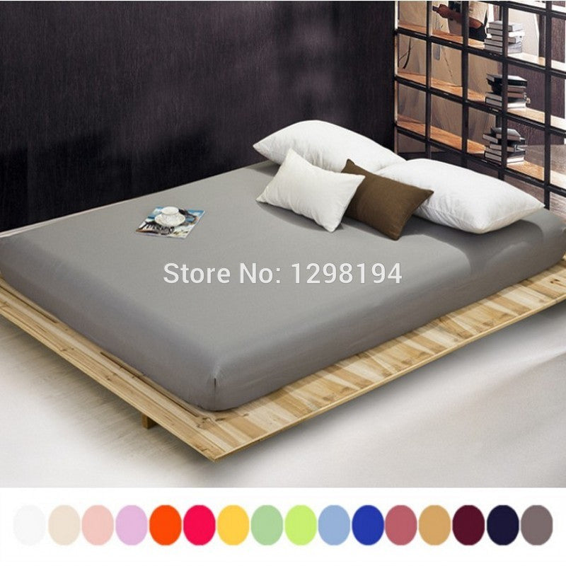 Whole solid color sheets fitted bed sheet elastic mattress cover bed linen bedspread polyester cotton single twin full queen