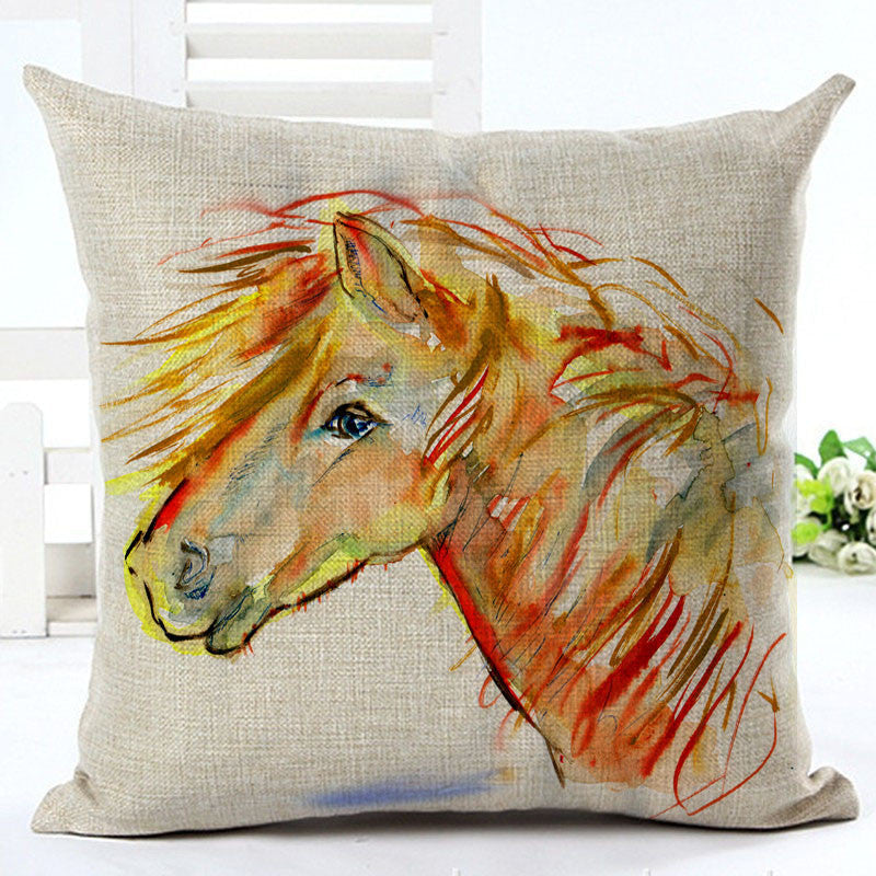 High Quality Horse Home living Cotton linen Decorative Pillow Throw Pillow Square