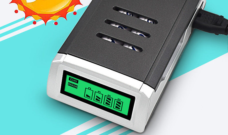LCD Display With 4 Slots Smart Intelligent Battery Charger For AA / AAA NiCd NiMh Rechargeable Batteries