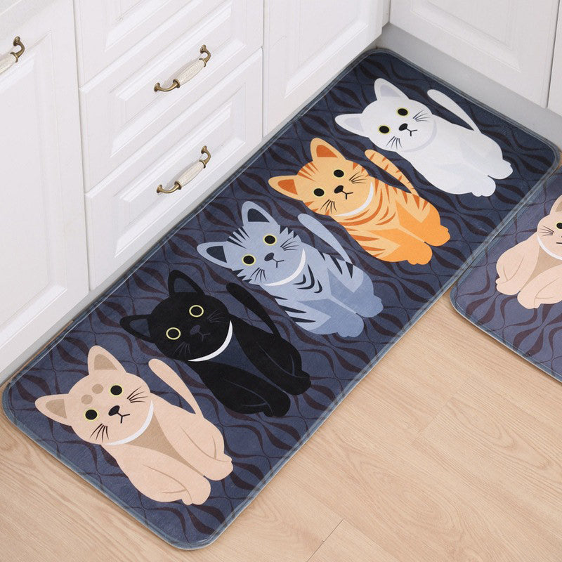 Kawaii Welcome Floor Mats Animal Cat Printed Bathroom Kitchen Carpets Doormats Cat Floor Mat for Living Room Anti-Slip Tapete