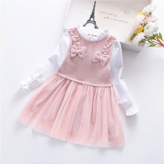 Girls Dress Spring Autumn Pocket Cartoon Stripe Dresses Clothes Cute Party Princess Dress Baby Kids Girls Clothing