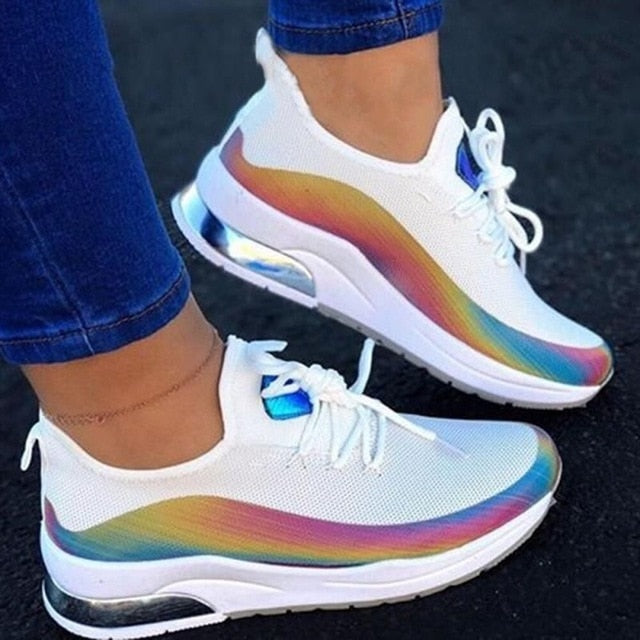 Women Colorful Cool Sneaker Ladies Lace Up Vulcanized Shoes Casual Female Flat Comfort Walking Shoes Woman 2020 Fashion