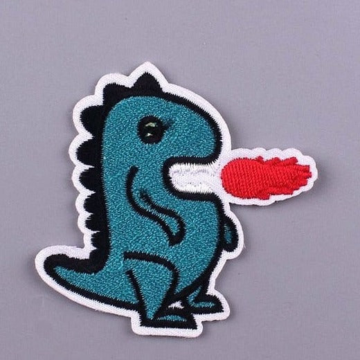 Cute Animals Dinosaur Patch Iron On Embroidered For Clothing Cartoon Anime Patches For Kid Clothes Appliques Stickers T-shirt