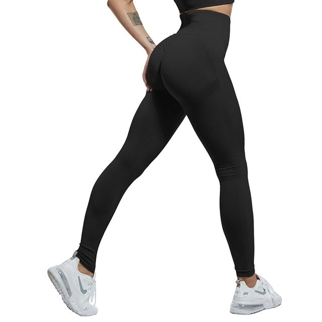 Sexy Push Up Fitness Leggings Women Pants High Waist Sporting Leggins  Workout candy color Leggings Pockets S-XL