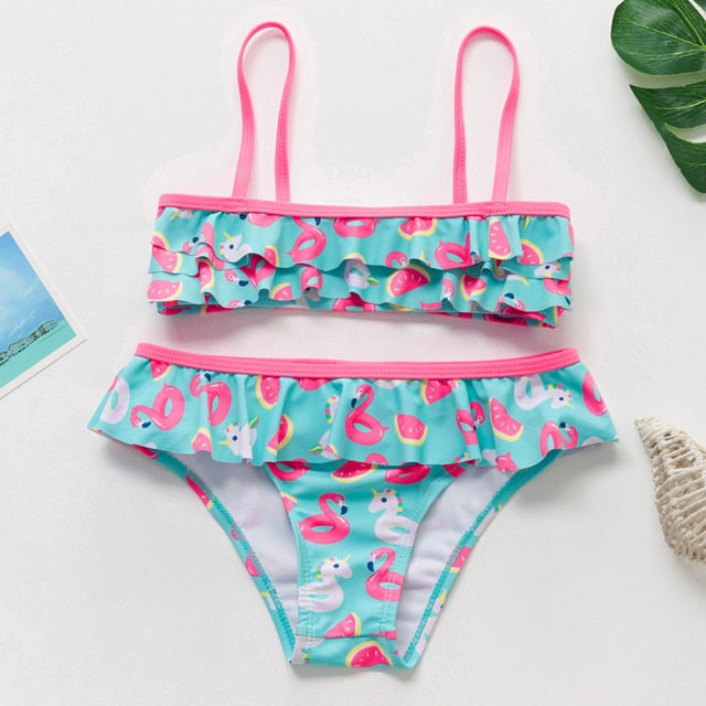 Swimwear Two Piece Flamingo Swimsuit Summer Bikini Sets Kids Swimsuit Lovely Swimwear