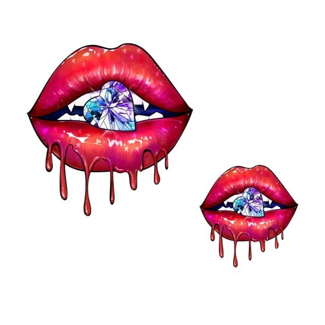 Leopard Print Lips Patches For Clothes Heat Transfer Thermal Stickers DIY Washable T-Shirts Iron On Transfer  Girls Lips Patches