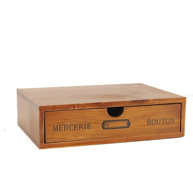 Vintage Wooden Box Storage Drawer Wooden Chest Of Drawers Jewelry Cosmetics Organizer Office Home Decoration Desktop Storage Box