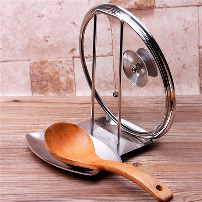 Stainless Steel Pan Pot Cover Lid Rack Stand Spoon Holder Stove Organizer Storage Soup Spoon Rests Kitchen Accessories EJ878082