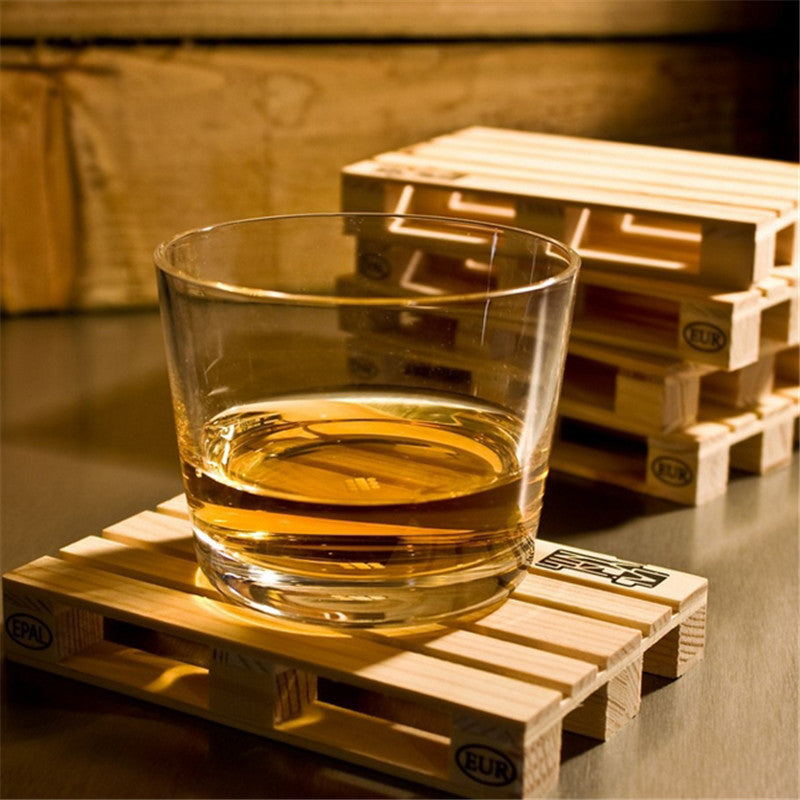 4pcs/set Rectangle Mini Wooden Pallet Coaster Set Whiskey Wine Glass Cup Mat Pad Cold Drink Wood Table Mat Bar Tool IC878076