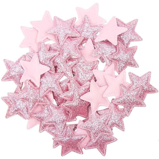 100pcs Glitter Patches Shiny Solid Crown Heart Star Rabbit Accessory For Apparel Sewing Materials Garment Decoration