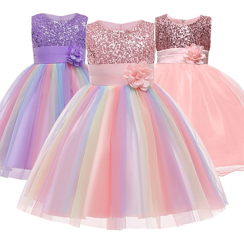 Girls Dresses Birthday Outfits Children Girls Sequins Princess party Dress Kids clothes