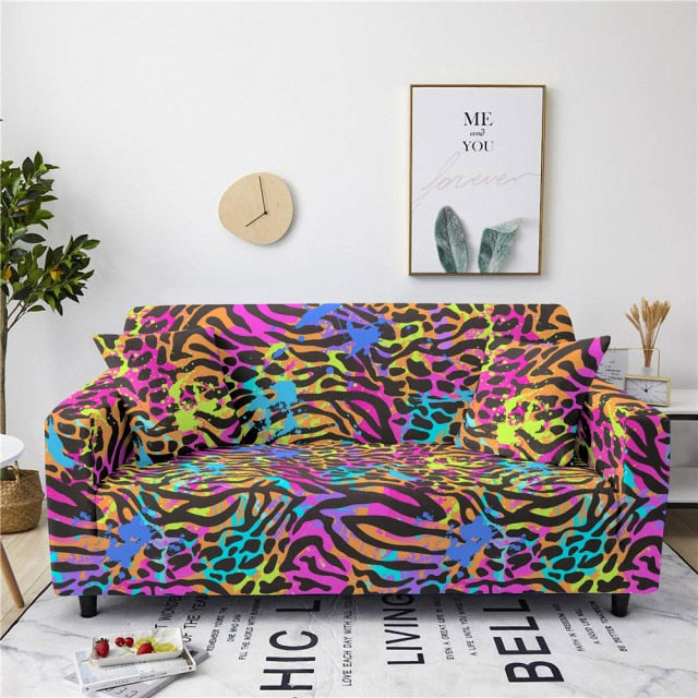Leopard Print Stretch Slipcovers Sofa Cover Set Elastic Couch Cover for Living Room 1/2/3/4 Seater L Shape Sectional Corner Sofa