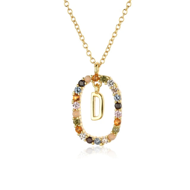 925 Sterling Silver Gold Letters A - Z  Initial M S C K Alphabet Pendente Long Chain Necklace Say My Name Fine Jewelry