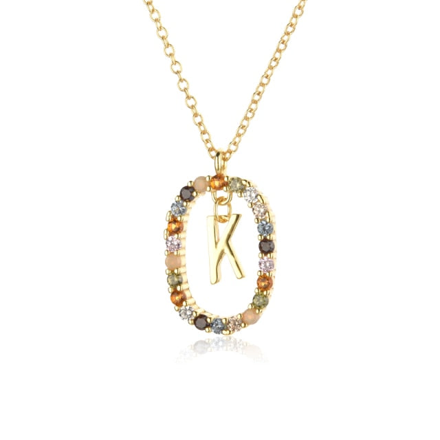 925 Sterling Silver Gold Letters A - Z  Initial M S C K Alphabet Pendente Long Chain Necklace Say My Name Fine Jewelry
