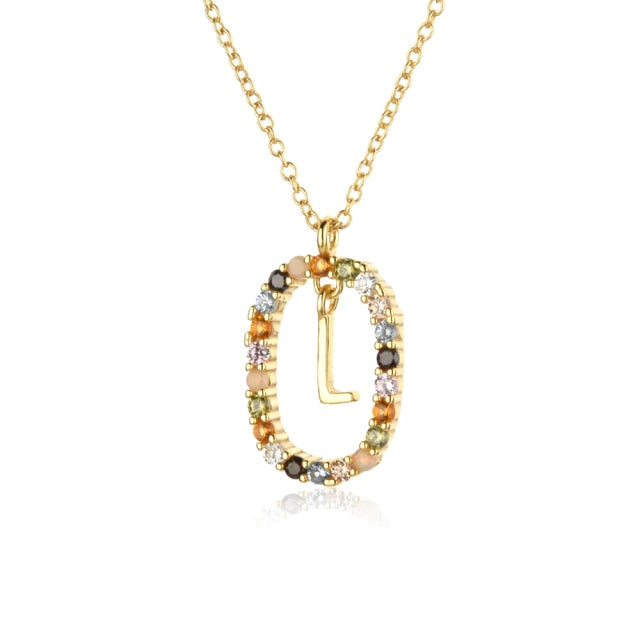 925 Sterling Silver Gold Letters A - Z  Initial M S C K Alphabet Pendente Long Chain Necklace Say My Name Fine Jewelry