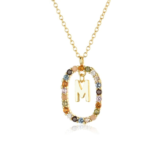 925 Sterling Silver Gold Letters A - Z  Initial M S C K Alphabet Pendente Long Chain Necklace Say My Name Fine Jewelry