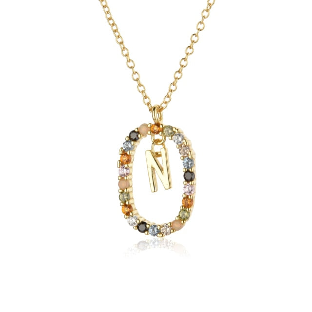 925 Sterling Silver Gold Letters A - Z  Initial M S C K Alphabet Pendente Long Chain Necklace Say My Name Fine Jewelry