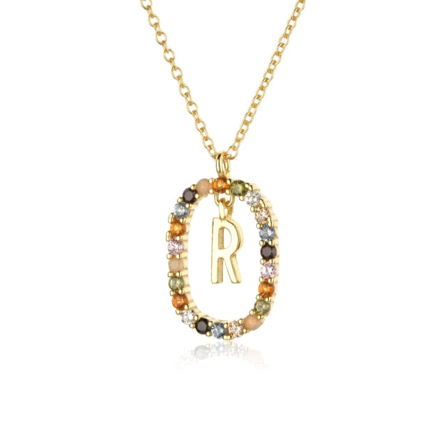 925 Sterling Silver Gold Letters A - Z  Initial M S C K Alphabet Pendente Long Chain Necklace Say My Name Fine Jewelry