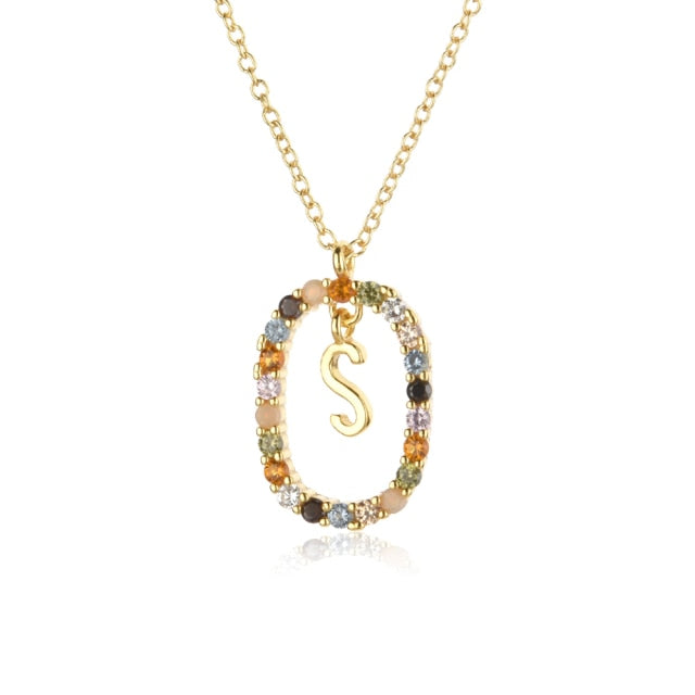 925 Sterling Silver Gold Letters A - Z  Initial M S C K Alphabet Pendente Long Chain Necklace Say My Name Fine Jewelry
