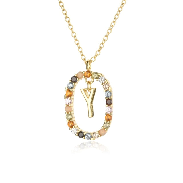 925 Sterling Silver Gold Letters A - Z  Initial M S C K Alphabet Pendente Long Chain Necklace Say My Name Fine Jewelry