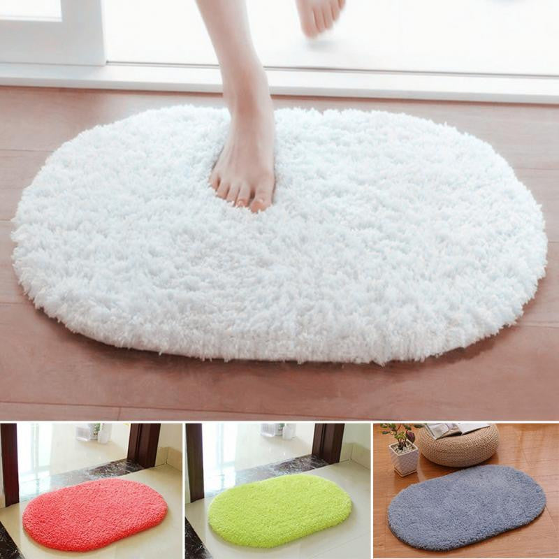 Bedroom Oval Carpet Floor Mats Floor Door Mat 40*60CM Plush Rug Mat Magic Slip-Resistant Pad