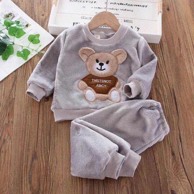 Clothing Set Fleece Children Hooded Outerwear Tops Pants 3PCS Outfits Kids Toddler Warm Costume Suit