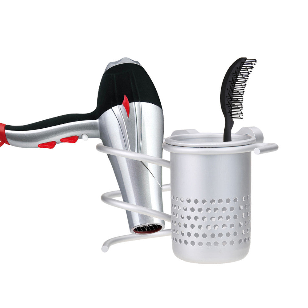 Aluminum Wall Mounted Hair Dryer Drier Comb Holder Rack Stand Set Storage Organizer