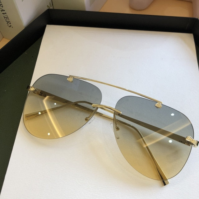 Designer Fashion Oval Rimless Sunglasses Glasses Fashion Men Women UV400 Sunglasses