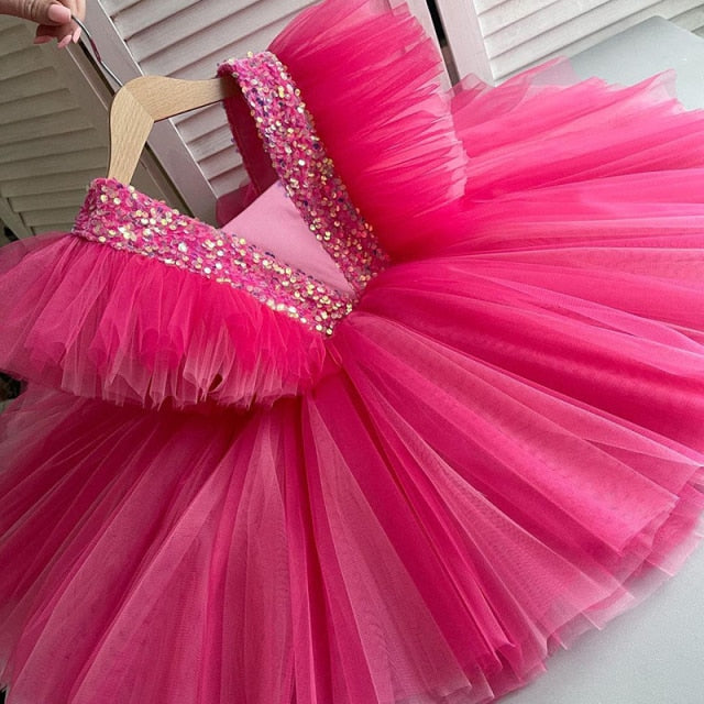 Girls Ruffles Princess Dress For Kids Wedding Elegant Party Tutu Prom Gown Children Birthday Pageant Communion Formal