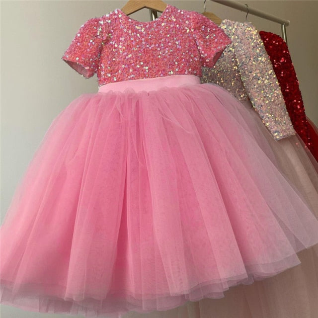 Girls Ruffles Princess Dress For Kids Wedding Elegant Party Tutu Prom Gown Children Birthday Pageant Communion Formal