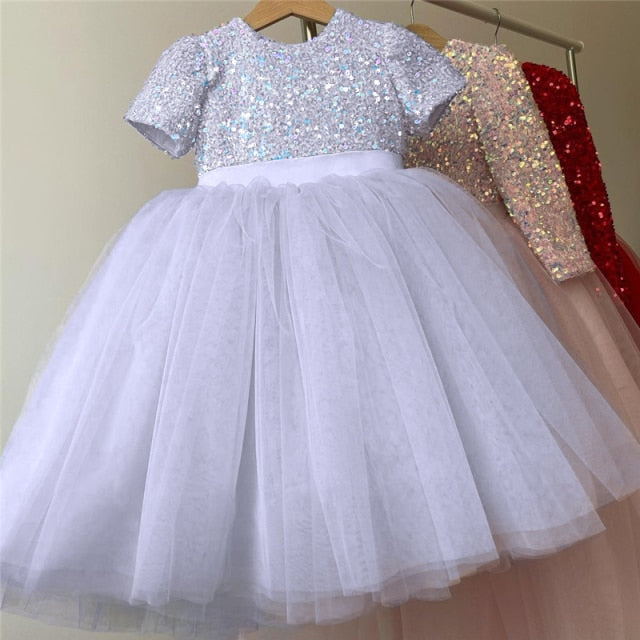 Girls Ruffles Princess Dress For Kids Wedding Elegant Party Tutu Prom Gown Children Birthday Pageant Communion Formal