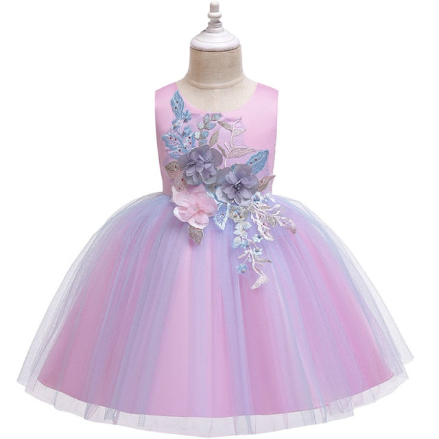 Girl Summer Lace Princess Dress Children Floral Gown Dresses For Girls Clothing Kids Birthday Party Tutu Custome Vestidos