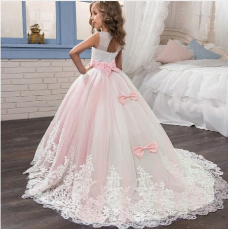 Red Girl Lace Embroidery Christmas Birthday Party Dress Flower Wedding Gown Formal Kids Dresses For Girls Teen Clothes 6 14 Yrs