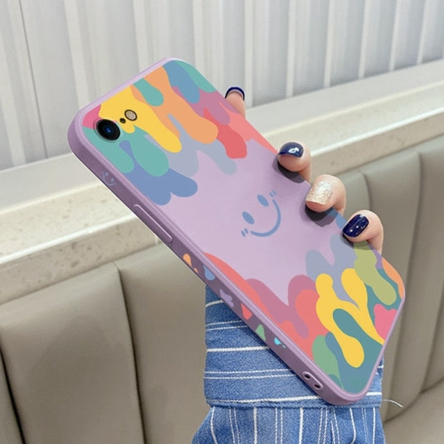 Summer Ice Cream Smile Face Phone Case for iPhone 12 Mini 13 11 Pro Max X XR XS Max 7 8 Plus SE 2 Luxury Cartoon Silicone Cover