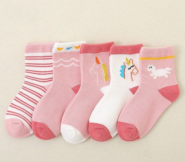 5 Pairs Cotton Kids Socks Warm Winter Socks For Baby Girls Cute Cartoon Newborn Toddler Socks Casual Sport Boys Socks 0-12 Yrs