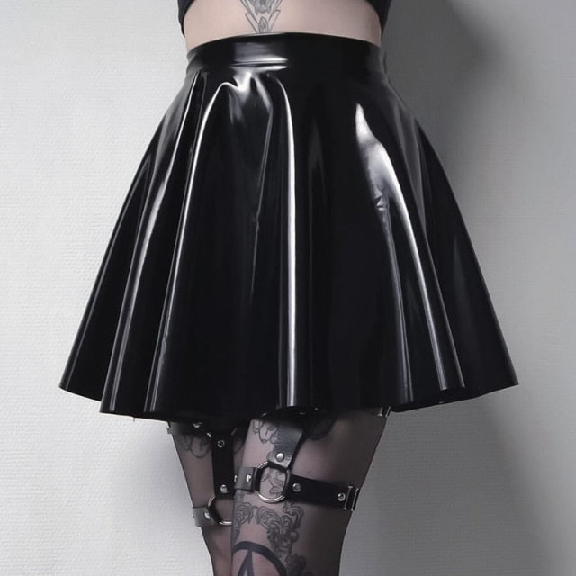 Punk Harajuku Mini Skirt Grunge Gothic Black Lace High Waist Pleated A-line Skirt 90s Vintage