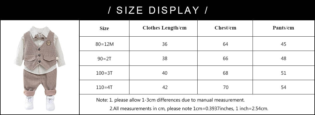 Children Kids Gentleman Clothing Suit Birthday Wedding Party Elegant Set Baby Boy Casual Wear Striped Shirt Vest Pants Outfit